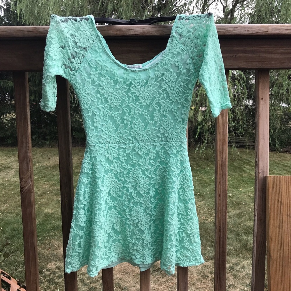 Mint lace half sleeve dress from Charlotte Russe